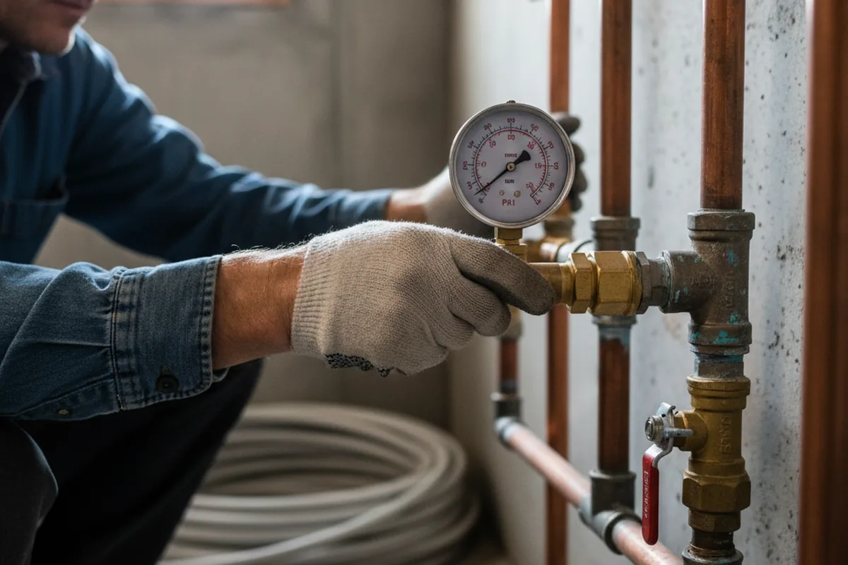 Pressure testing a repaired line during Water Line Repair in Demotte